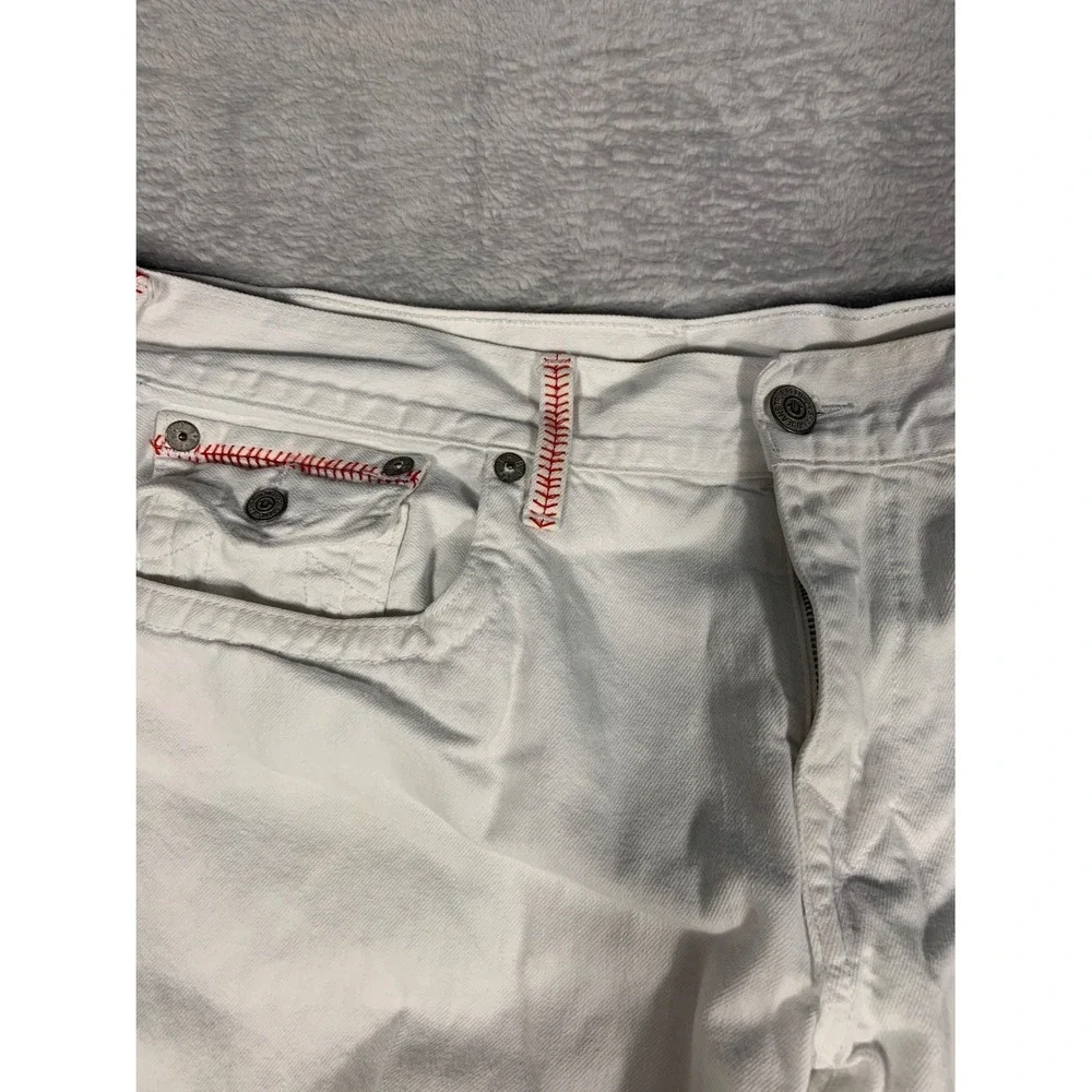 True Religion Ricky Relaxed Straight Jeans Men's Size 38 White Cotton Used